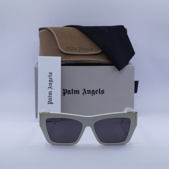 Palm Angels PERI099 HOLLYWOOD 0107 Cat Eye Sunglasses - White/Dark Grey - Picture 3 of 11